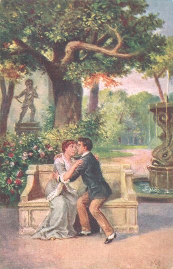 Lovers On A Park Bench by F. Gareis